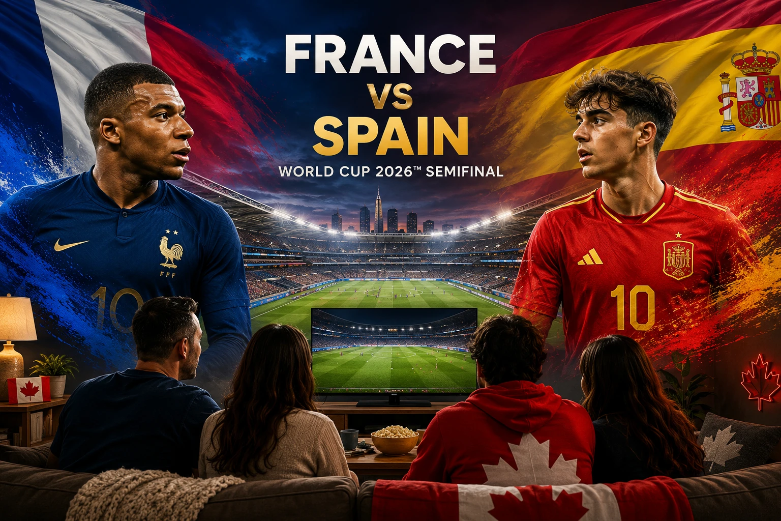 Watch France vs Spain World Cup 2026 semifinal live in Canada